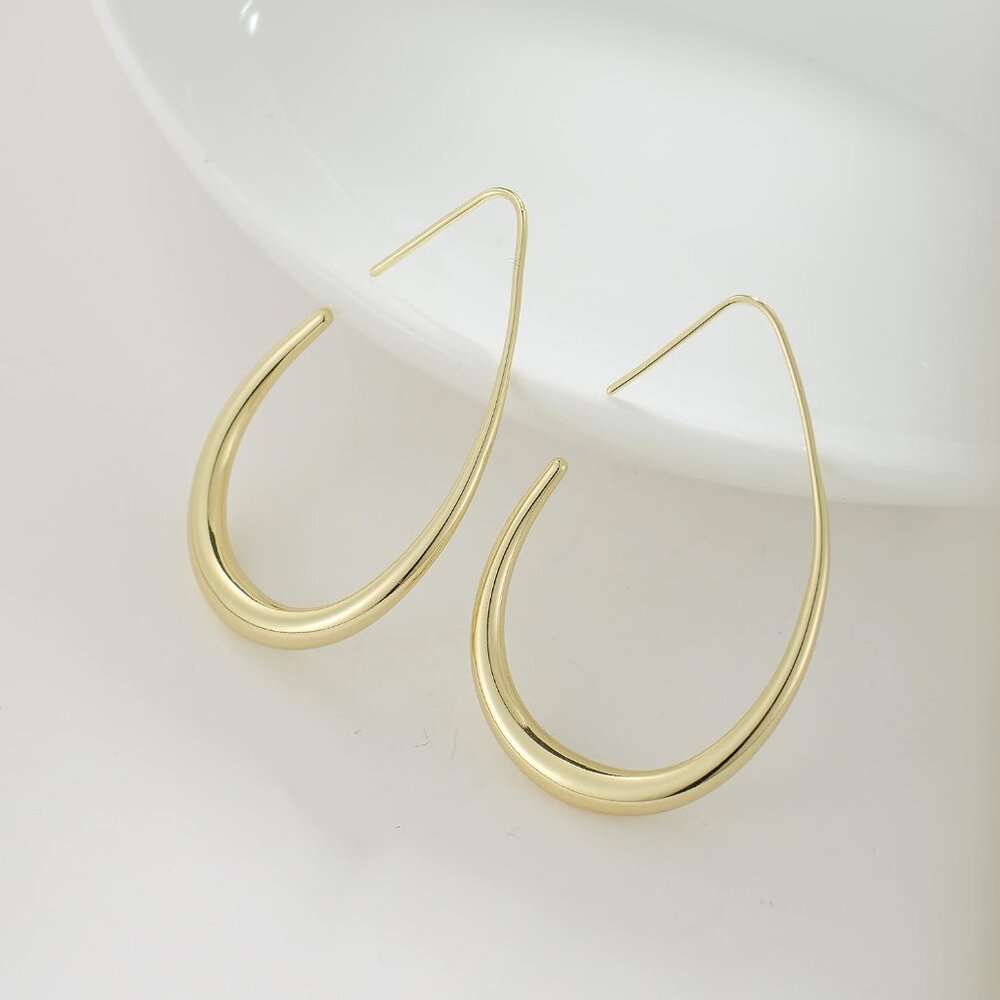Exquisite Large Oval Pull Through Earrings - Hypo… - image 3